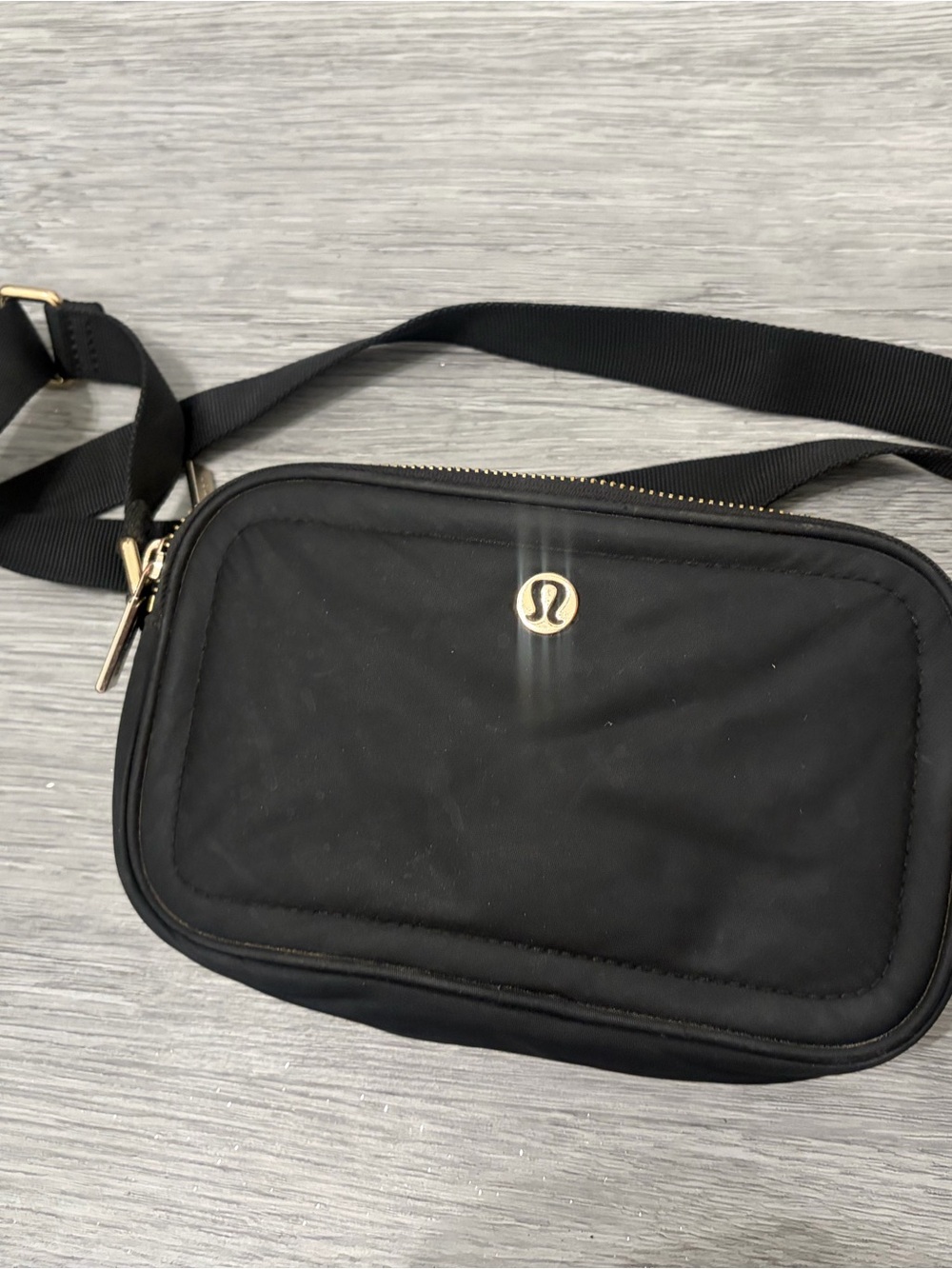 lululemon athletica Black Crossbody Belt Bag with Gold Hardware